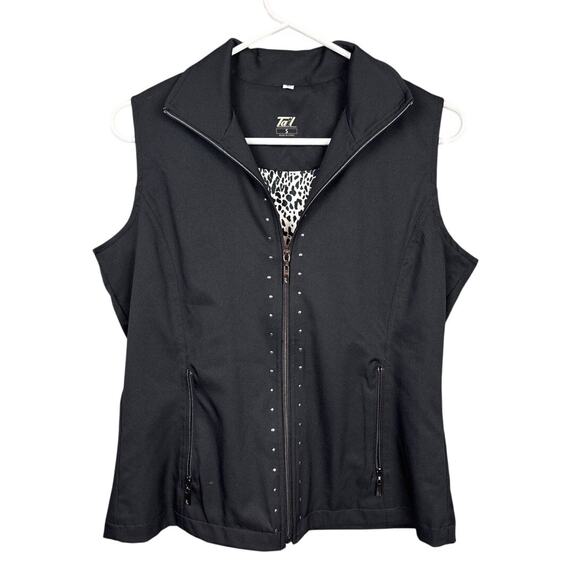 Tail Women's LIghtweight Golf Vest Black Full Zip Animal Print Interior Size S - Picture 1 of 7